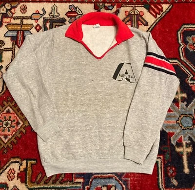 Vintage 70s Champion Two Tone Augustana Long Sleeve V Neck Collared Shirt Medium - Image 1 of 4