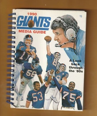 New York Giants Media Guide 1990 Bill Parcells Phil Simms Lawrence Taylor B1 Foto 1 de 2
