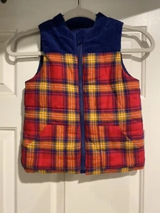 Tahari Quilted Plaid Vest Boys Size 6 Blue Red Multi Color B103 - Picture 1 of 7