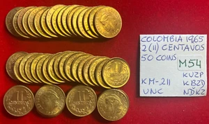 M54" Colombia; 50 Coins from Mint Bag - II (2) Centavos 1965 KM#21  UNC - Picture 1 of 2