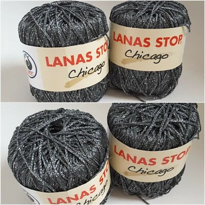 4 x STOP CHICAGO CHARCOAL GREY COTTON YARN 50 gr each - Image 1 of 4