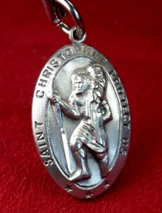 Carmelite Nun's Gorgeous Vintage 5 GRAM Sterling St. Christopher Rosary Medal - Picture 1 of 11