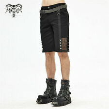 Men's Steampunk Short Pants Punk Style Mesh Decoration Casual Knee Loose Shorts