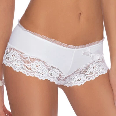 Panty Sisi in weiß mit Spitze Dessous Shorts mit Blumenmuster elastisch S M L XL - Bild 1 von 4