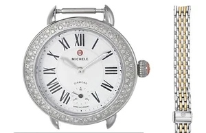 New Michele Serein 12 mm Petite Diamond Watch Two Tone Bracelet MW21E01A1025 - Picture 1 of 17