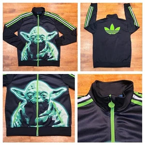 Adidas x Star Wars Yoda Trefoil Track Jacket Youth Sz Large (13-14Y) Black Green - Picture 1 of 18
