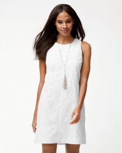 Tommy Bahama Embroidered Eyelet Sleeveless Pineapple Blossoms Shift Dress MEDIUM - Picture 1 of 9