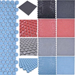 Glas Mosaikfliesen Knopf Rund Penny Fliesenspiegel Bordüre Verblender WC Wand - Bild 1 von 8