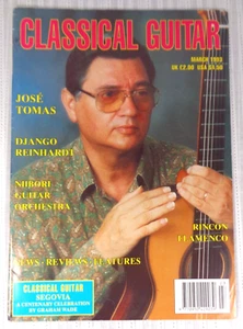 Classical Guitar Magazine March 1993 Jose Tomas Django Reinhardt Niibori - Foto 1 di 3
