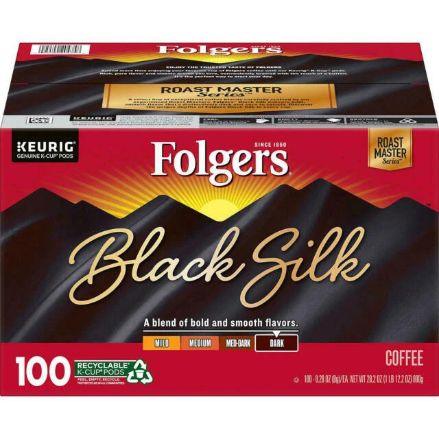Folgers 8133401187 Black Silk Coffee, Dark Roast - 72 Serve Cups