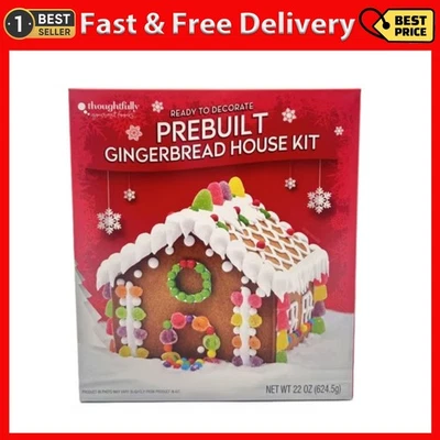 BEE INTERNATIONAL Christmas Pre-Built Gingerbread House Kit, Size 22 Oz, Condition Dry, Allergen N