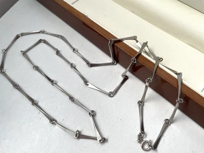 GORGEOUS 925 SOLID STERLING SILVER EXTRA LONG 31" 80CM MODERNIST CHAIN NECKLACE - Image 1 of 4