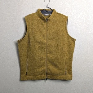 NWT Peter Millar Men's Crown Fleece Sweater Vest Stand Collar Full Zip Dijon XL - Picture 1 of 10