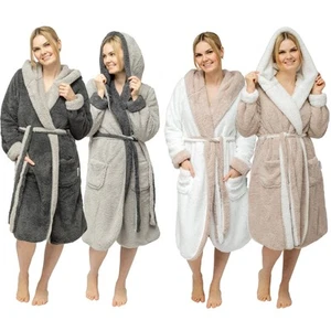 Bademantel Damen flauschig Morgenmantel Wendefunktion Kuschelbademantel Kuschel - Bild 1 von 21