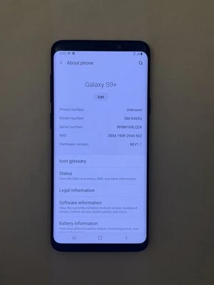 Samsung Galaxy S9 Plus Verizon 64GB Blue & Black *READ DESCRIPTION* - Image 1 of 4