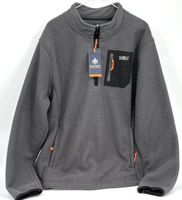 Rainforest Mens Pullover Fleece Lining 1/4 Zip 3 Pocket Charcoal Sz Large - Image 1 of 4