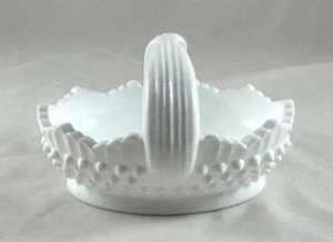 Fenton Hobnail Vintage Milk Glass White Basket - Picture 1 of 5