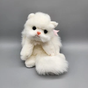 Vintage Perserkatze Plüsch weiß rosa Schleife 14 Zoll flauschige blaue Augen Katzenspielzeug *ohne Etikett - Bild 1 von 12