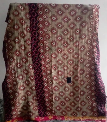Vintage Indian Handmade Quilt Kantha Bedspread Throw Cotton Blanket Ralli Gudari - Image 1 of 2