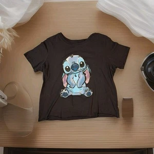 Disney Lilo and Stitch Stitch Cropped T-shirt Charcoal XL - Picture 1 of 6