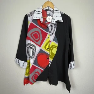 Moonlight Y&S Fashion Artsy Button Top NWT Lagenlook Mixed Pattern Crinkle - Picture 1 of 7