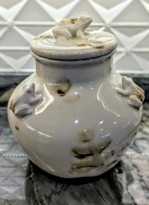 Tarro de rana esmaltado Shiwan chino con tapa tarro de cerámica de gres jengibre años 50, grande - Imagen 1 de 16