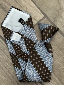 VTG Retro Sears Snapper Clip On Tie 17" Disco Art Deco Repeating Stripes Squares - Picture 1 of 8