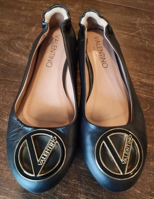 Valentino By Mario Valentino Calliope Cuero Negro Ballet Pisos Talla 6 Foto 1 de 4