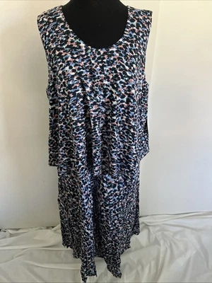 JESSICA LONDON Animal Print Sleeveless Shirt Overlay Crepe Skirt DRESS SZ 18W NW - Image 1 of 4