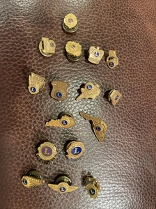 16 Vtg Lions Club Perfect Attendance Award Member Lapel Pin Lot 40s 50s 60s + - Picture 1 of 4