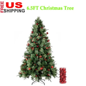 6.5FT Pre-Lit Artificial Flocked Christmas Tree with 350 LED Light for Christmas - Picture 1 of 6
