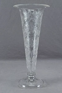 Moser Harrach Bohemian Intaglio Engraved Roses Glass Trumpet Vase Circa 1900 - Picture 1 of 13