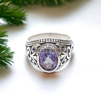 Piedras preciosas de alejandrita de corte ovalado con anillo de plata de ley 925 para hombre #18 * Foto 1 de 4