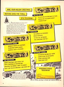 1947 Western Union Original Life Magazine Vintage Druck Anzeige Urlaubsgrüße - Bild 1 von 1
