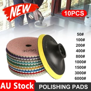 10Pcs 100mm Diamond Polishing Pads Wet Dry Set for Granite Stone Concrete Marble - Picture 1 of 12