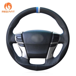 DIY Hand Sewing Black Leather Suede Steering Wheel Cover for Toyota Reiz Mark X  - Picture 1 of 9