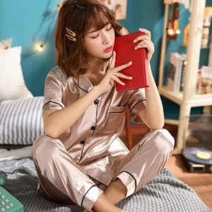 Two-Piece set Classic Satin-Silk Pajama/Sleepwear - Picture 1 of 7