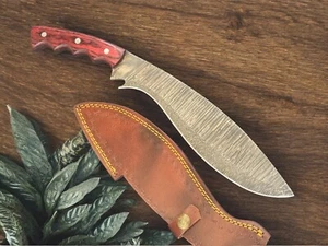 Kukri Hunting Knife | Damascus Steel | Premium Pakka Handle | Handmade | D507 - Picture 1 of 6