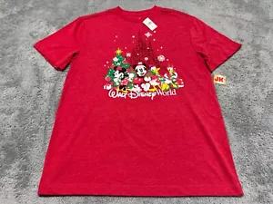 NEW Walt Disney World Shirt Adult Medium Red Christmas Mickey Minnie Mouse Santa - Picture 1 of 6