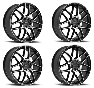 Set 4 20" Motiv 435MB Foil Black Machined 20x8.5 Wheels 5x115 5x120 Rim +20mm - Picture 1 of 11
