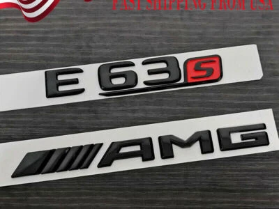 Gloss Black Red E63S AMG Trunk emblem badge For Mercedes-Benz E63 E63S AMG W213 - Image 1 of 4