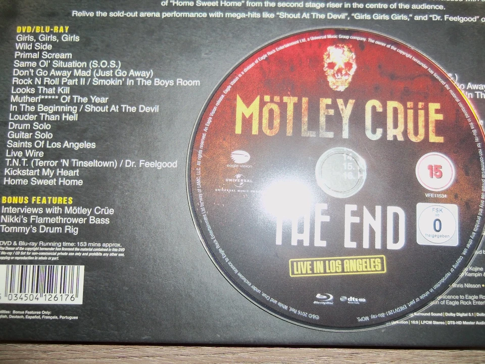 Blu-ray MOTLEY CRUE "The end" (concert 2015) NEUF - SEUL sans boîte ni jaquette! - Photo 1/1