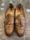 Frye James Kiltie Wingtip Loafers  Distressed Patina Tan Leather Size 10 D