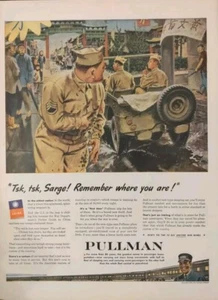 1944 US Army Pullman Train Carts Print Ad, Sargent In Asia  - Picture 1 of 1