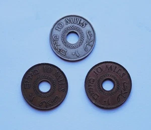 Palästina Britisches Mandat in Israel Lot 3 Münzen 10 Mils 1927 1942 1943 Bronze - Bild 1 von 6