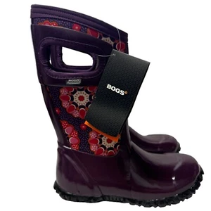 Bogs North Hampton Kaleidoscope Girls 13 Purple Rubber Waterproof Rain Boots - Picture 1 of 18