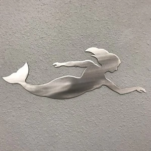 Meerjungfrau Metall Wandkunst Skilwerx 14 x 5 nautisch - Bild 1 von 3
