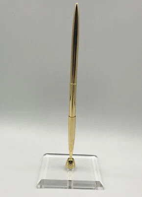 Hortense B Hewitt Lucite Base with Gold Tone Pen - Image 1 of 4