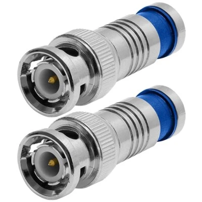 2x BNC Male Compression Connector For RG59 Coax Coaxial Cable CCTV Camera Gold - Image 1 of 2