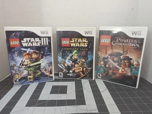 NINTENDO WII LEGO LOT, STAR WARS CLONE WARS, COMPLETE SAGA, PIRATES OF CARIBBEAN - Picture 1 of 7